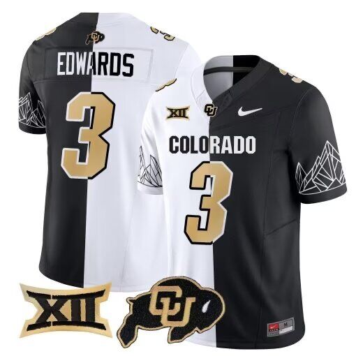 Men Sanders Buffaloes #3 Edwards white and black 2024 Nike NCAA jersey->indianapolis colts->NFL Jersey